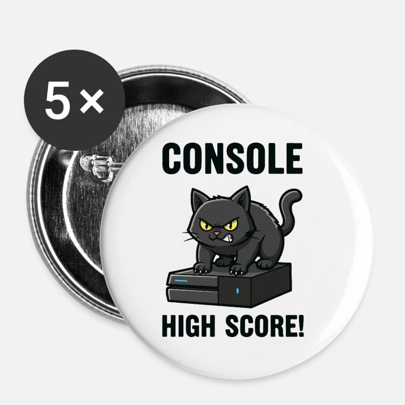 Console High Score Chat Gamer Games - Buttons large 2.2''/56 mm (5-pack) - white