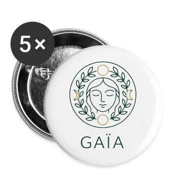 Gaia – Mutter Natur – Baum des Lebens - Buttons groß 56 mm (5er Pack) - Weiß - Vorne