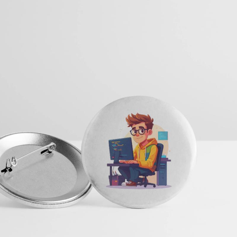 Programmierer oder Nerd Buttons groß 56 mm (5er Pack)