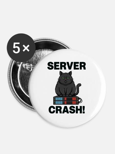 Serverabsturz Chat-Computer-Humor - Buttons groß 56 mm (5er Pack) - Weiß