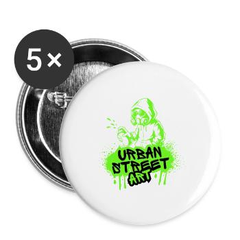 Neon Street Art Spray - Buttons groß 56 mm (5er Pack) - Weiß - Vorne