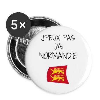 J'peux pas J'ai Normandie - Lot de 5 grands badges (56 mm) - blanc - Devant