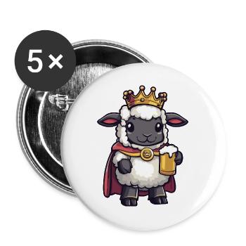 Sheep Beer King - Buttons large 2.2''/56 mm (5-pack) - white - Front