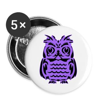 Purple Owl Silhouette - Buttons large 2.2''/56 mm (5-pack) - white - Front