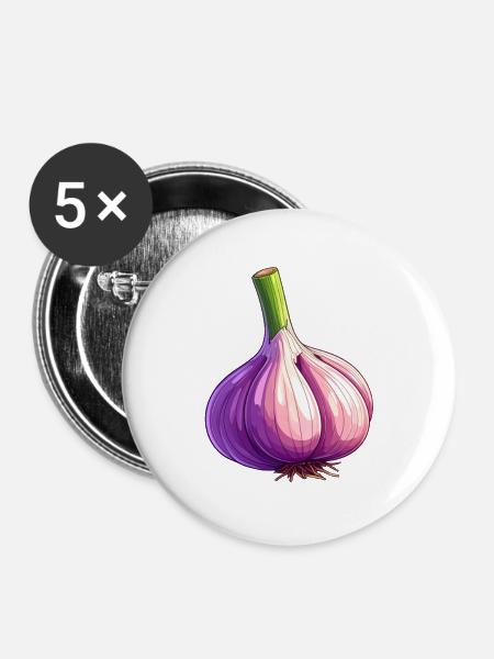 Knoblauch - Buttons groß 56 mm (5er Pack) - Weiß