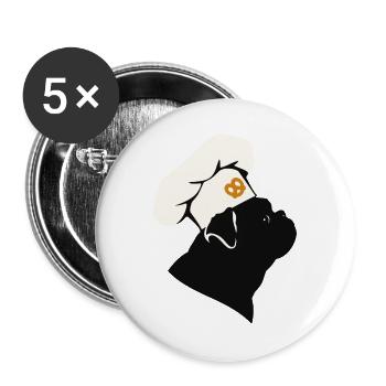 Chien Baker Minimaliste avec Chapeau - Lot de 5 grands badges (56 mm) - blanc - Devant