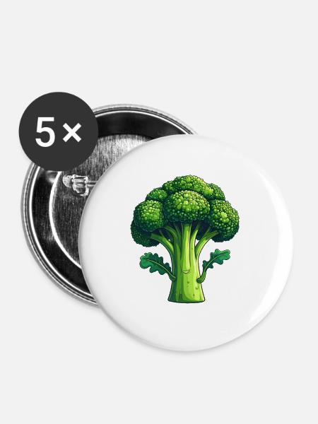 Brokkoli - Buttons groß 56 mm (5er Pack) - Weiß