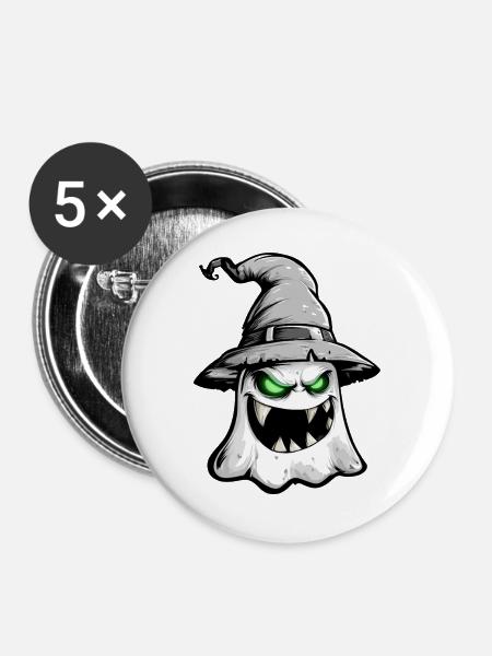 Gruseliger Geist, furchterregender Geist - Buttons groß 56 mm (5er Pack) - Weiß
