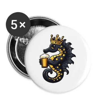 Seahorse Beer King - Buttons large 2.2''/56 mm (5-pack) - white - Front