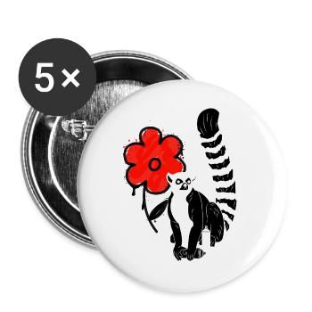 Lemur Graffitti Street Art - Buttons large 2.2''/56 mm (5-pack) - white - Front