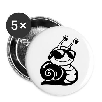 Un escargot cool avec des lunettes de soleil - Lot de 5 grands badges (56 mm) - blanc - Devant