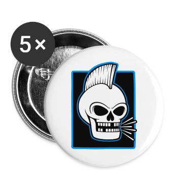Skull Mohawk Punk Graphic - Buttons large 2.2''/56 mm (5-pack) - white - Front