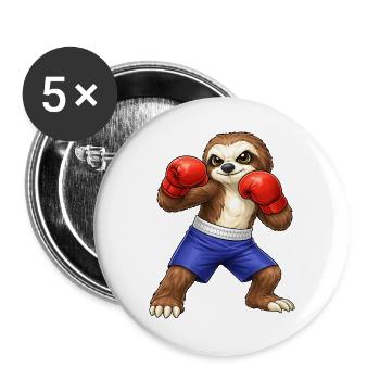 Boxeur paresseux sympa et boxeur d’arts martiaux - Lot de 5 grands badges (56 mm) - blanc - Devant