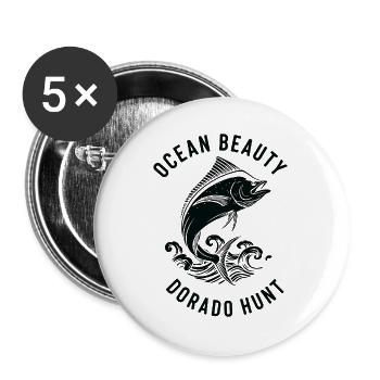 Pêche Mer Dorado - Lot de 5 grands badges (56 mm) - blanc - Devant