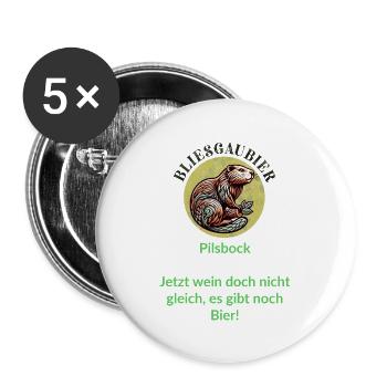 Pilsbock Biber Bier Humor Shirt - Buttons groß 56 mm (5er Pack) - Weiß - Vorne