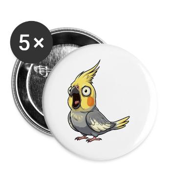 Gelber Cockatiel Aufruhr - Buttons groß 56 mm (5er Pack) - Weiß - Vorne