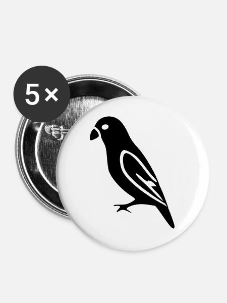 schwarzer Vogel Geschenk Naturliebhaber - Buttons groß 56 mm (5er Pack) - Weiß
