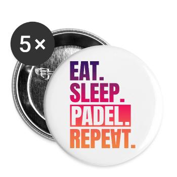 Manger dormir Padel répéter - Lot de 5 grands badges (56 mm) - blanc - Devant