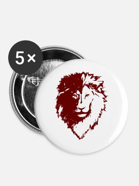 Roter Löwenkopf Silhouette - Buttons groß 56 mm (5er Pack) - Weiß