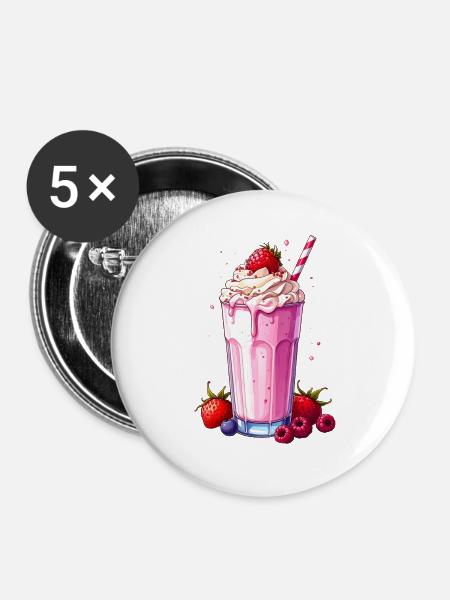 Milchshake - Buttons groß 56 mm (5er Pack) - Weiß