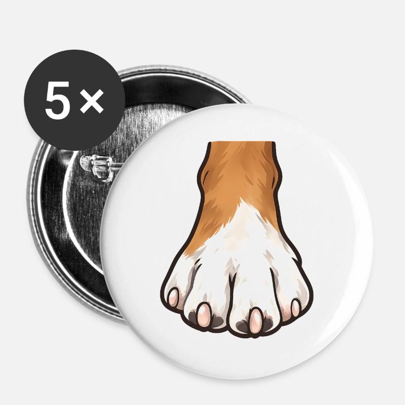 Paw Print Illustration - Buttons large 2.2''/56 mm (5-pack) - white