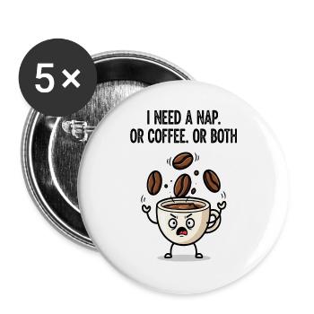 Nap or Coffee Cup Mood - Buttons large 2.2''/56 mm (5-pack) - white - Front