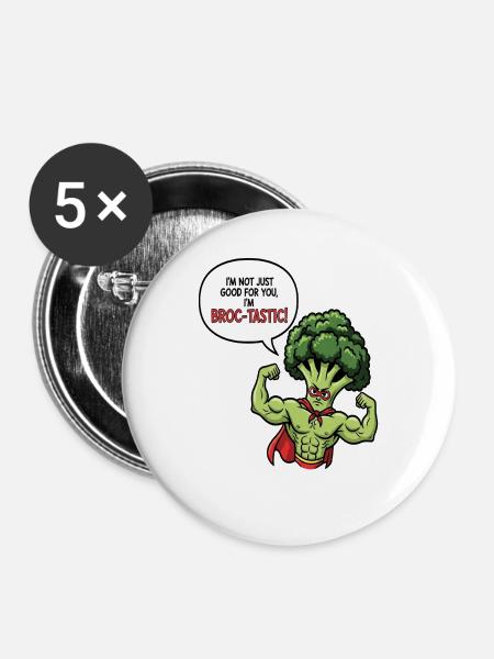 Broc-Tastic Veggie Hero - Buttons groß 56 mm (5er Pack) - Weiß