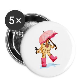 Lina la girafe sous la pluie - Lot de 5 grands badges (56 mm) - blanc - Devant