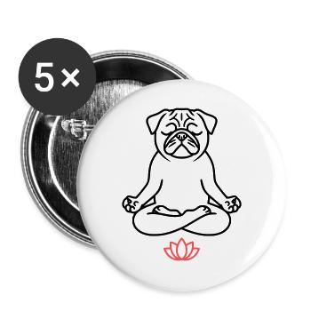 Pug Yoga Meditation Outline - Buttons large 2.2''/56 mm (5-pack) - white - Front