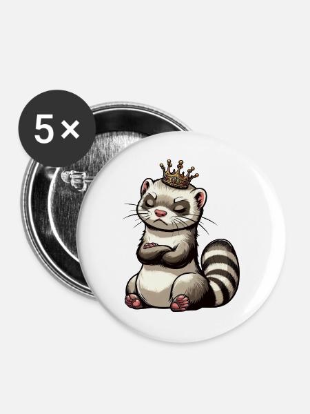 Frettchen Frettchenhalter Frettchenbesitzer - Buttons groß 56 mm (5er Pack) - Weiß
