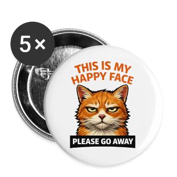 Angry Cat Please Go Away Humor - Buttons large 2.2''/56 mm (5-pack) - white - Front