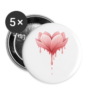 Lotus flower with drops illustration - Buttons large 2.2''/56 mm (5-pack) - white - Front