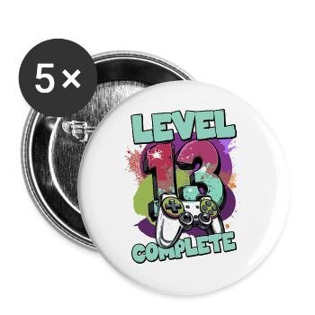 Level 13 Complete Gaming Splash Jahre alt - Buttons groß 56 mm (5er Pack) - Weiß - Vorne