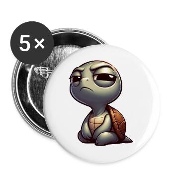 Funny cute skeptical cartoon turtle - Buttons large 2.2''/56 mm (5-pack) - white - Front