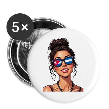 Kuba Stolz & Heimat - Cuba Flagge Design - Buttons groß 56 mm (5er Pack) - Weiß - Vorne