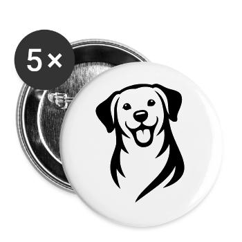 Hund - Buttons groß 56 mm (5er Pack) - Weiß - Vorne