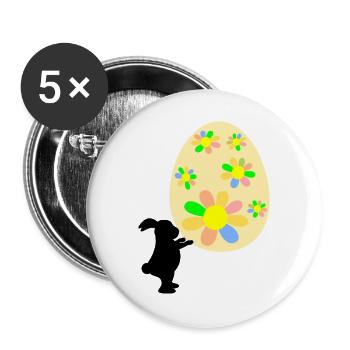 Osterhase Hase Ostergeschenke Ostereier - Buttons groß 56 mm (5er Pack) - Weiß - Vorne