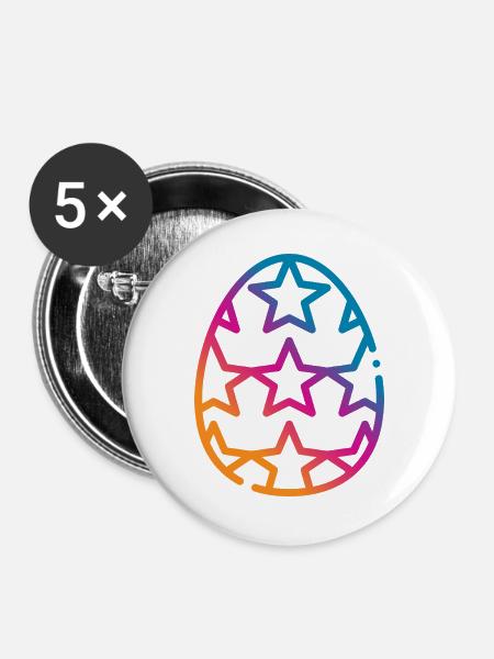 Buntes Osterei Ostern - Buttons groß 56 mm (5er Pack) - Weiß