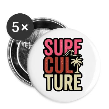 T-shirt de Surfer, sac, sweat à capuche, tasse, casquette - Lot de 5 grands badges (56 mm) - blanc - Devant