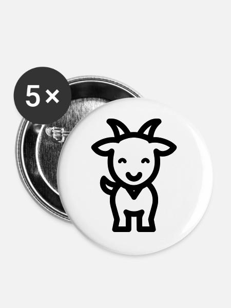 Ziege - Buttons groß 56 mm (5er Pack) - Weiß