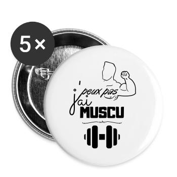 Musculation Vintage Minimal - Lot de 5 grands badges (56 mm) - blanc - Devant