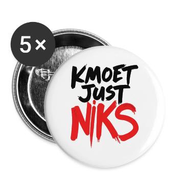 Kmoet Just Niks Lettrage Rouge Noir - Lot de 5 grands badges (56 mm) - blanc - Devant