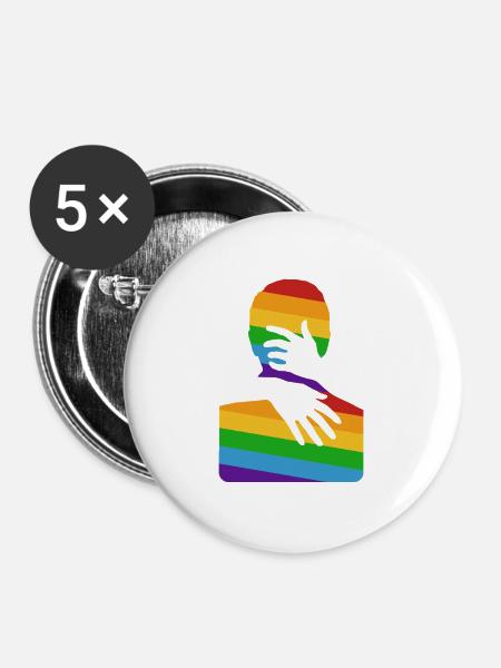 Umarme mich - Buttons groß 56 mm (5er Pack) - Weiß