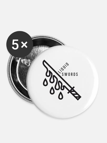 Flüssige Schwerter - Buttons groß 56 mm (5er Pack) - Weiß
