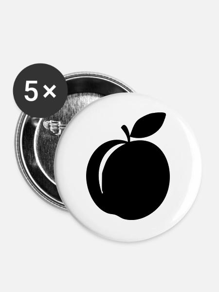 Pfirsich-Silhouette – süßes Sommerdesign - Buttons groß 56 mm (5er Pack) - Weiß