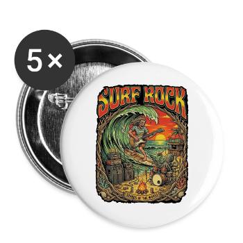 Surf Rock Beach Party - Buttons groß 56 mm (5er Pack) - Weiß - Vorne