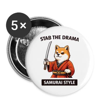 Samurai Shiba : Poignarder le drame - Lot de 5 grands badges (56 mm) - blanc - Devant