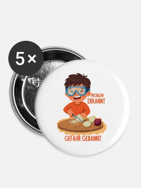 Problem Erkannt (Zwiebel) Gefahr Gebannt - Buttons groß 56 mm (5er Pack) - Weiß
