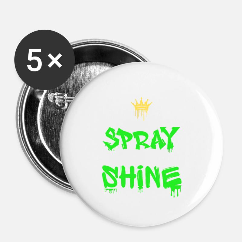 Spray and Shine Graffiti - Buttons groß 56 mm (5er Pack) - Weiß