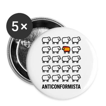 Anticonformiste Mouton Drapeau Espagne Humour - Lot de 5 grands badges (56 mm) - blanc - Devant